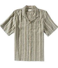 Lucky Brand Striped Short Sleeve Linen Blend Shirt