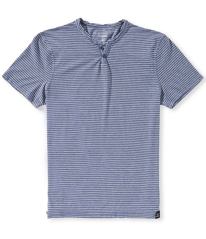 Lucky Brand Venice Short Sleeve Striped Notch Collar Tee