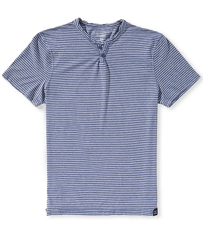 Lucky Brand Venice Short Sleeve Striped Notch Collar Tee
