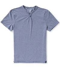 Lucky Brand Venice Short Sleeve Striped Notch Collar Tee