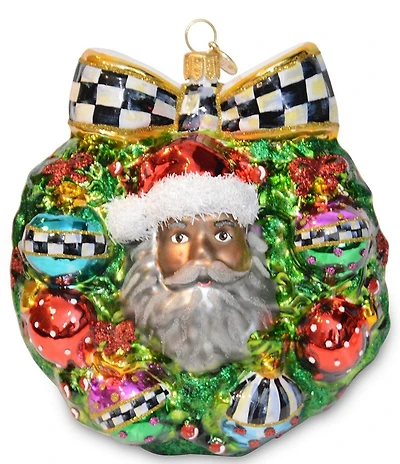 MacKenzie-Childs 2026 African American Santa Wreath Glass Ornament