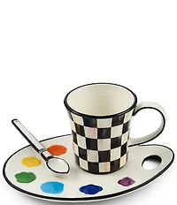 MacKenzie-Childs Artist Palette Ceramic Novelty Mug & Saucer Set