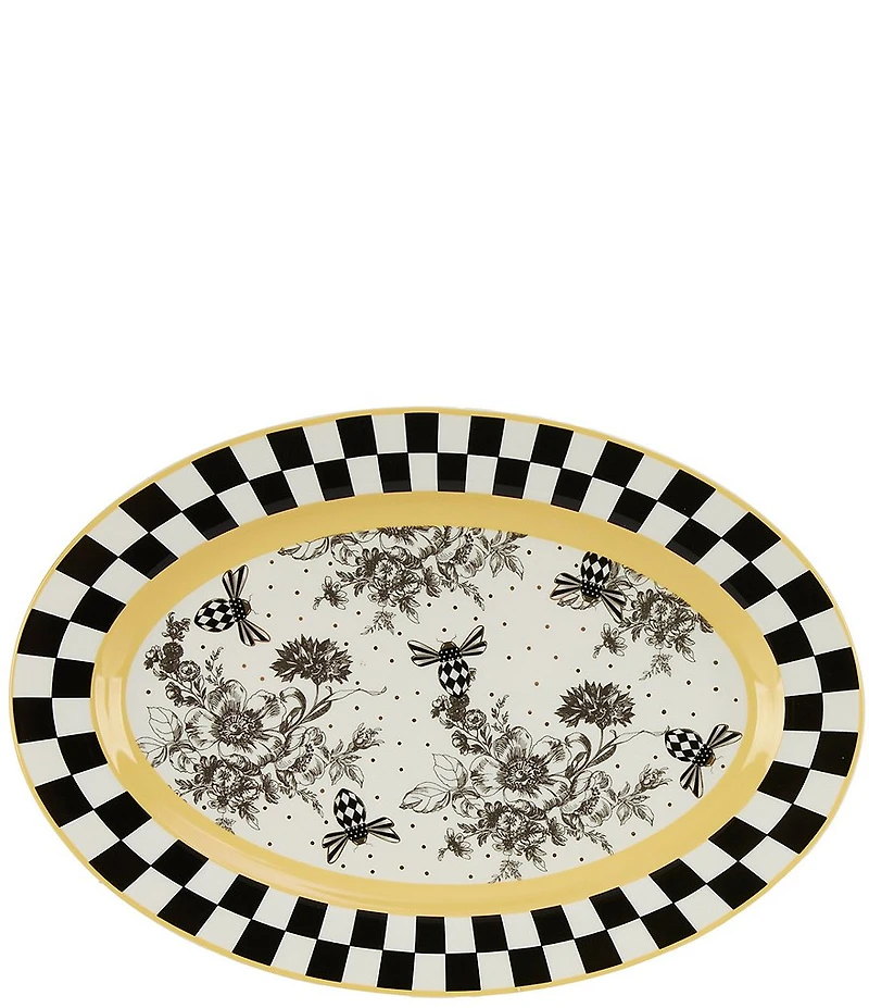 MacKenzie-Childs Bee Toile Oval Serving Platter