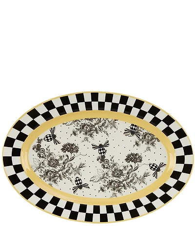 MacKenzie-Childs Bee Toile Oval Serving Platter
