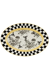 MacKenzie-Childs Bee Toile Oval Serving Platter