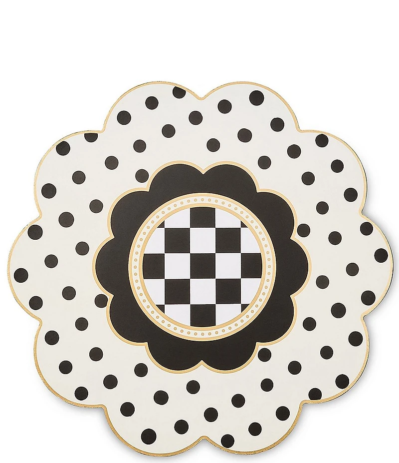 MacKenzie-Childs Bee Toile Round Scalloped Cork Back Placemats, Set of 4