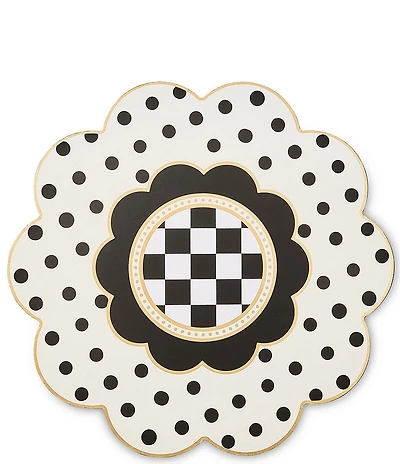 MacKenzie-Childs Bee Toile Round Scalloped Cork Back Placemats, Set of 4