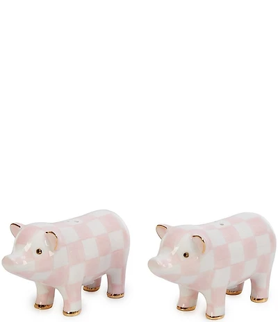 MacKenzie-Childs Ceramic Rosy Pig Salt & Pepper Set