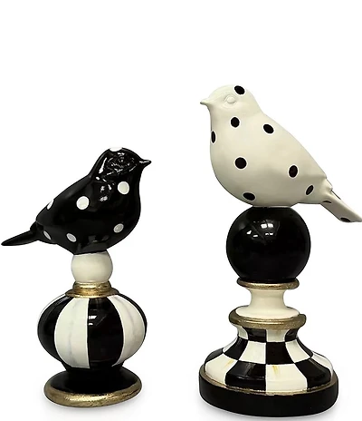 MacKenzie-Childs Check Bird Topiaries, Set of 2