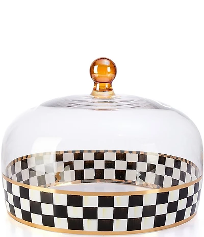 MacKenzie-Childs Check Glass Cake Dome
