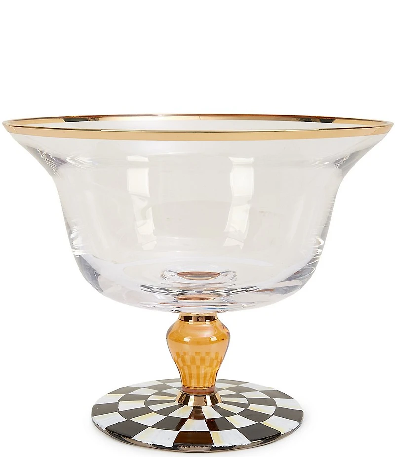 MacKenzie-Childs Courtly Check Glass Pedestal Bowl