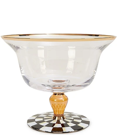 MacKenzie-Childs Courtly Check Glass Pedestal Bowl
