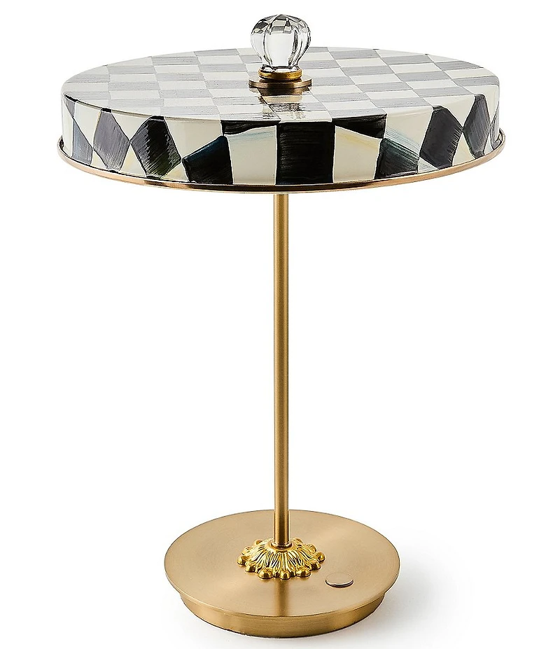 MacKenzie-Childs Courtly Check LED Rechargeable Disk Table Lamp