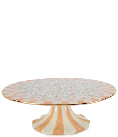 MacKenzie-Childs Easter Collection Posie Patch Large Ceramic Pedestal Cake Platter