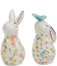 MacKenzie-Childs Easter Collection Posie Patch Rabbit Jack Salt & Pepper Set