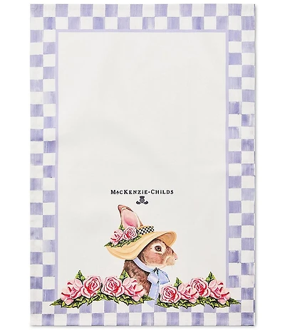 MacKenzie-Childs Easter Collection Rabbit with Bonnet Printed Dish Towel