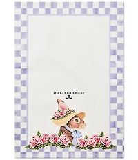 MacKenzie-Childs Easter Collection Rabbit with Bonnet Printed Dish Towel