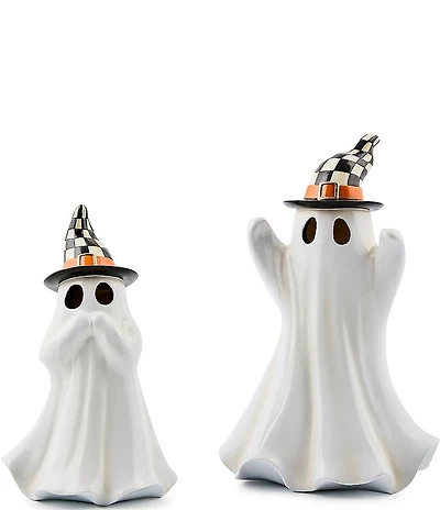MacKenzie-Childs Halloween Collection Courtly Check Illuminated Ghosts Figurine, Set of 2