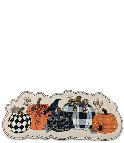 MacKenzie-Childs Halloween Collection Elegant Pattern Pumpkin and Crow Table Runner