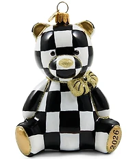 MacKenzie-Childs 2026 Dated Check Bear Glass Ornament