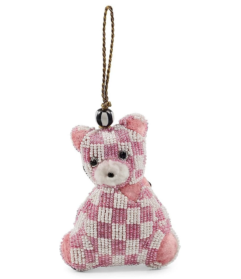 MacKenzie-Childs Holiday Collection Check Bear Beaded Ornament