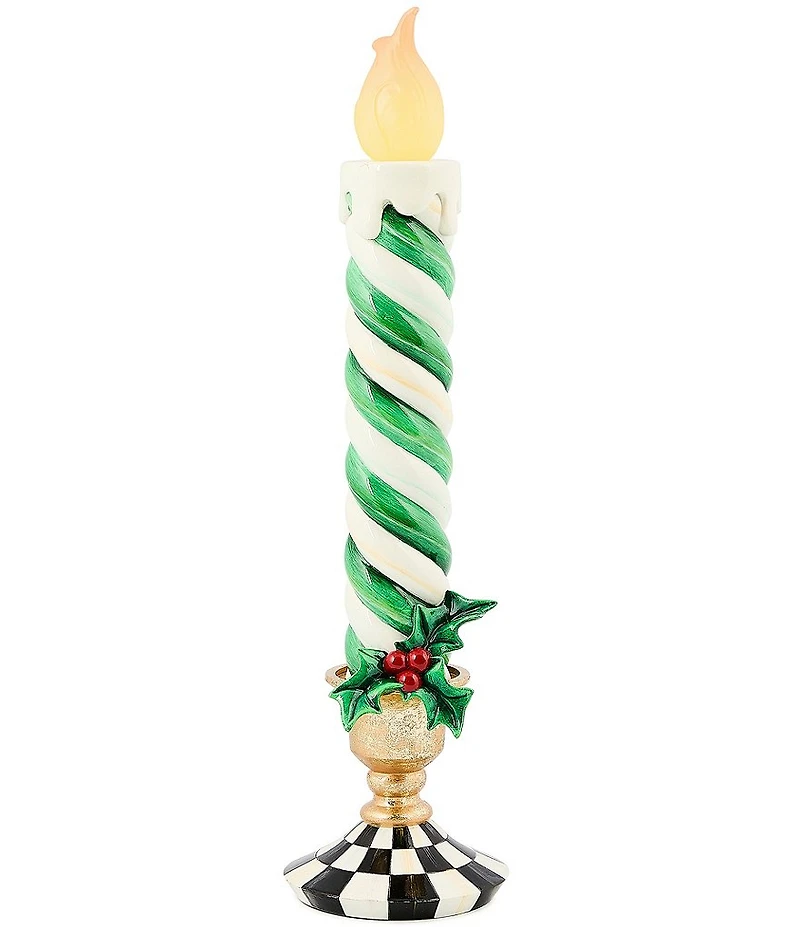MacKenzie-Childs Holiday Collection Check It Out Illuminated Retro Candle