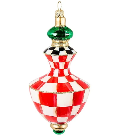 MacKenzie-Childs Holiday Collection Check It Out Hourglass Drop Glass Ornament