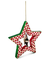 MacKenzie-Childs Holiday Collection Check It Out Red Capiz Star Ornament