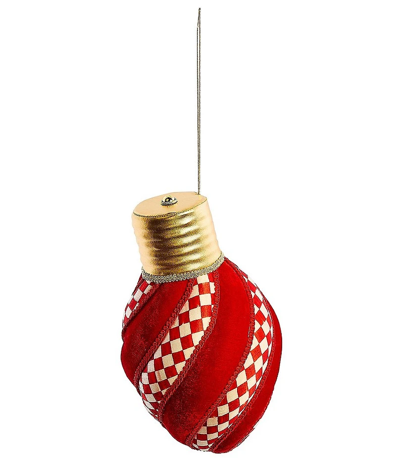 MacKenzie-Childs Holiday Collection Check It Out Check Lightbulb Fabric Ornament