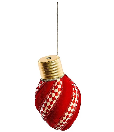 MacKenzie-Childs Holiday Collection Check It Out Check Lightbulb Fabric Ornament