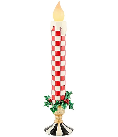 MacKenzie-Childs Holiday Collection Check It Out Red Illuminated Retro Candle