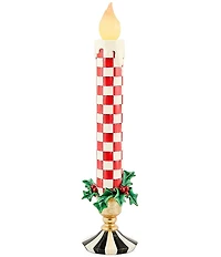 MacKenzie-Childs Holiday Collection Check It Out Red Illuminated Retro Candle