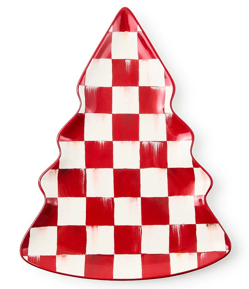 MacKenzie-Childs Holiday Collection Cherry Check Tree Dish