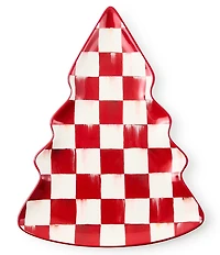 MacKenzie-Childs Holiday Collection Cherry Check Tree Dish