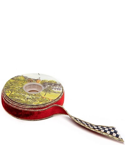 MacKenzie-Childs Holiday Collection Christmas Magic 1#double; Reversible Velvet Decorative Ribbon