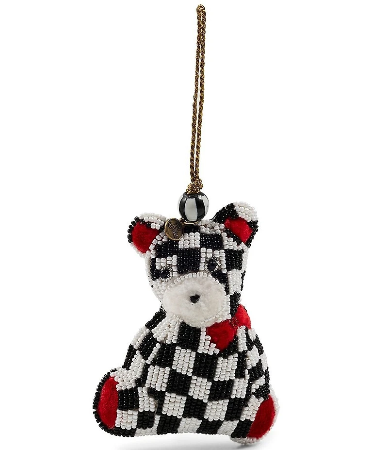 MacKenzie-Childs Holiday Collection Courtly Check Bear Beaded Ornament