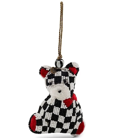 MacKenzie-Childs Holiday Collection Courtly Check Bear Beaded Ornament