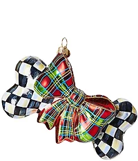 MacKenzie-Childs Holiday Collection Courtly Check Dog Bone Glass Ornament