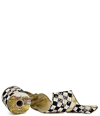 MacKenzie-Childs Holiday Collection Courtly Check Embroidered Snowflake 4#double; Decorative Ribbon