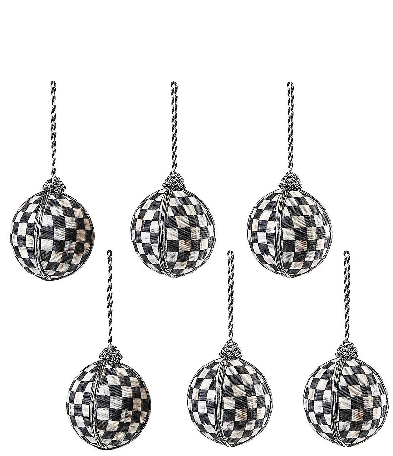 MacKenzie-Childs Check Medium Ball Ornaments, Set of 6