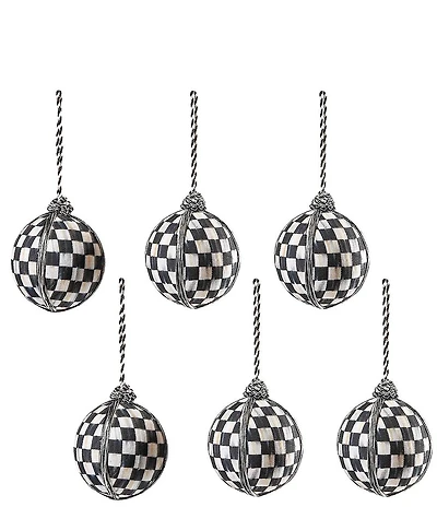 MacKenzie-Childs Check Medium Ball Ornaments, Set of 6