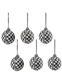 MacKenzie-Childs Check Medium Ball Ornaments, Set of 6