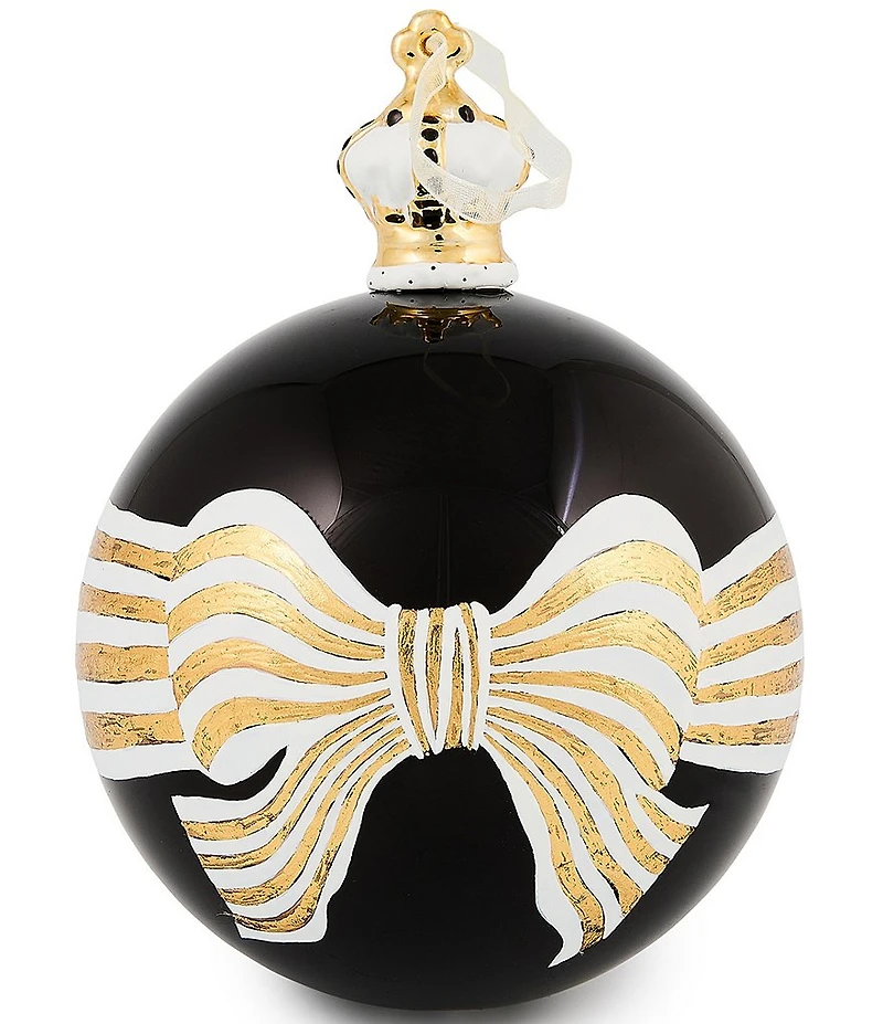 MacKenzie-Childs Holiday Collection Courtly Noel Bow Glass Ball Ornament