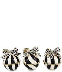 MacKenzie-Childs Holiday Collection Courtly Noel Stripe Capiz Ball Ornaments, Set of 3