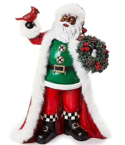 MacKenzie-Childs Holiday Collection Cozy Christmas African American Santa with Cardinal Figure