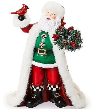 MacKenzie-Childs Holiday Collection Cozy Christmas Santa with Cardinal Figurine