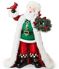 MacKenzie-Childs Holiday Collection Cozy Christmas Santa with Cardinal Figurine