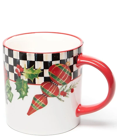 MacKenzie-Childs Holiday Collection Deck the Halls Mugs, Set of 4