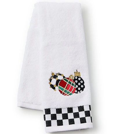 MacKenzie-Childs Holiday Collection Deck the Halls Ornament Embroidered Hand Towel