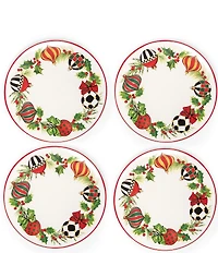 MacKenzie-Childs Holiday Collection Deck the Halls Salad Plates, Set of 4